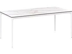 Stół ogrodowy SOVARETO 180 cm 90 cm Efekt marmuru Biały marmur