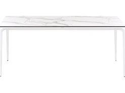 Stół ogrodowy SOVARETO 180 cm 90 cm Efekt marmuru Biały marmur