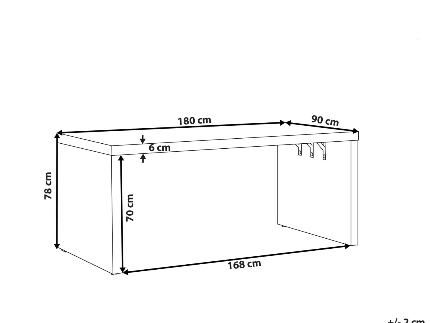Stół ogrodowy TARANTO 180 cm 90 cm Beton Szary