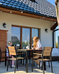 Stół ogrodowy VERNIO 180 cm 90 cm Metal Brązowy/ czarny