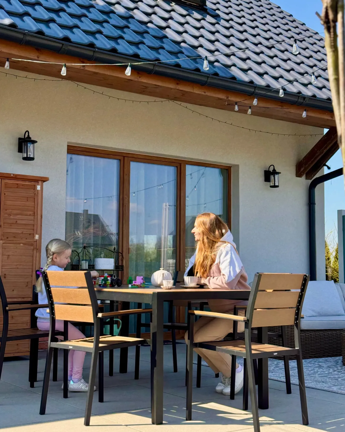 Stół ogrodowy VERNIO 180 cm 90 cm Metal Brązowy/ czarny