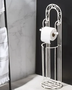 Stojak na papier toaletowy ze szczotką TEMUCO Metal Biały