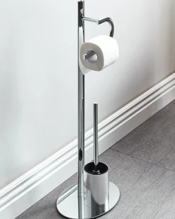 Stojak na papier toaletowy ze szczotką SARTO Metal Srebrny