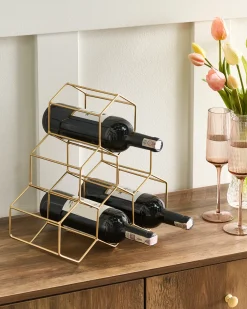 Stojak na wino LISTOWEL Metal Złoty