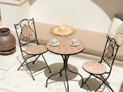 Stolik bistro ADRANO 60 cm 60 cm Efekt lastryko Metal Czarny