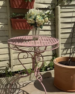 Stolik bistro ALBINIA 70 cm 70 cm Metal Różowy