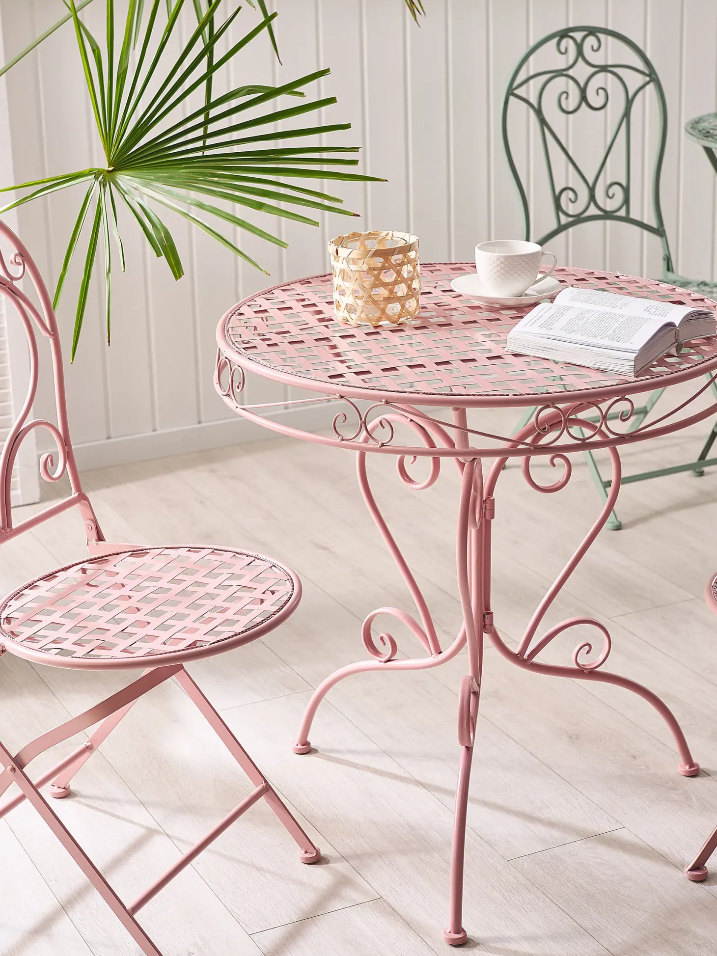Stolik bistro ALBINIA 70 cm 70 cm Metal Różowy