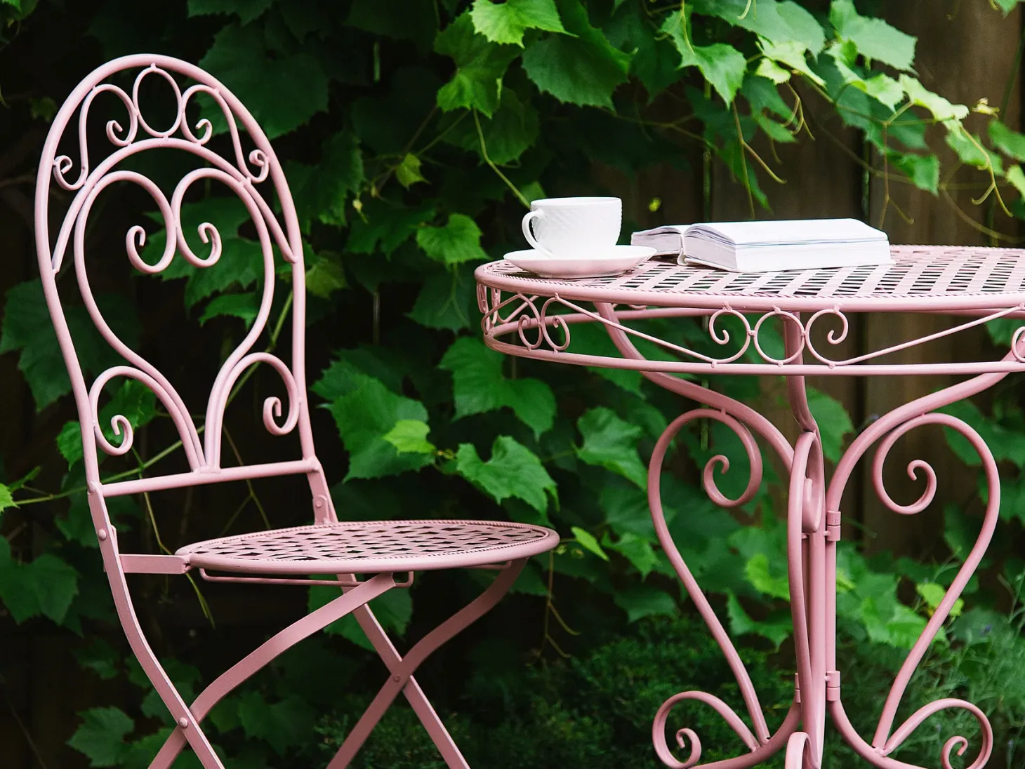 Stolik bistro ALBINIA 70 cm 70 cm Metal Różowy