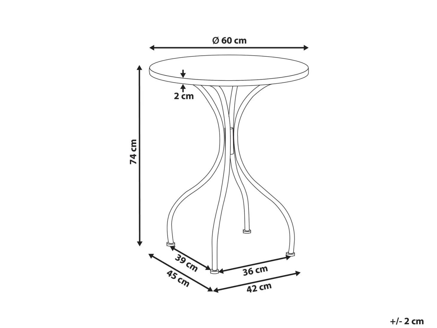 Stolik bistro ANAPO 60 cm 60 cm Metal Czarny
