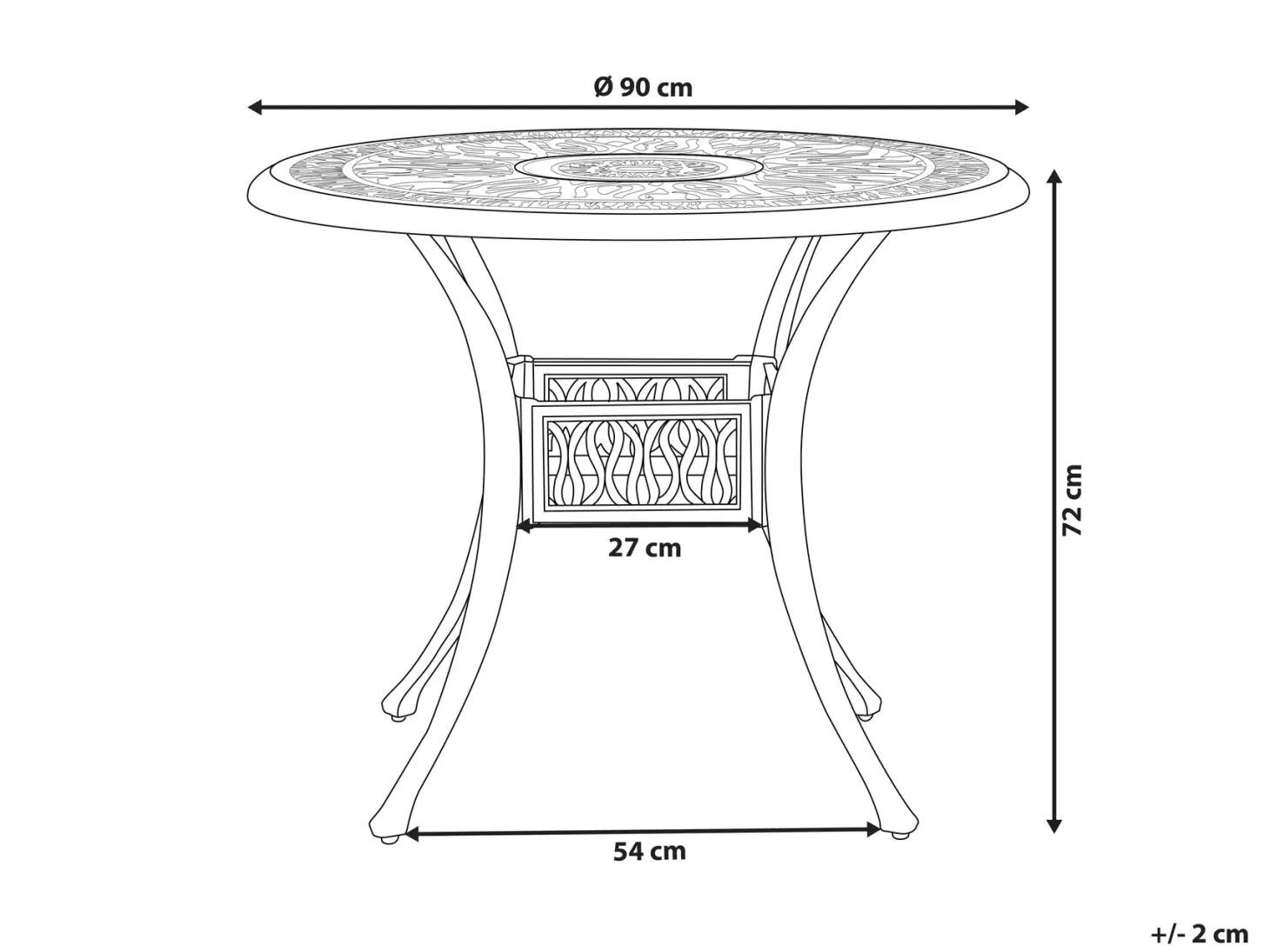 Stolik bistro ANCONA 90 cm 90 cm Metal Czarny