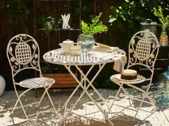 Stolik bistro BIVIO 90 cm 90 cm Metal Złamana biel