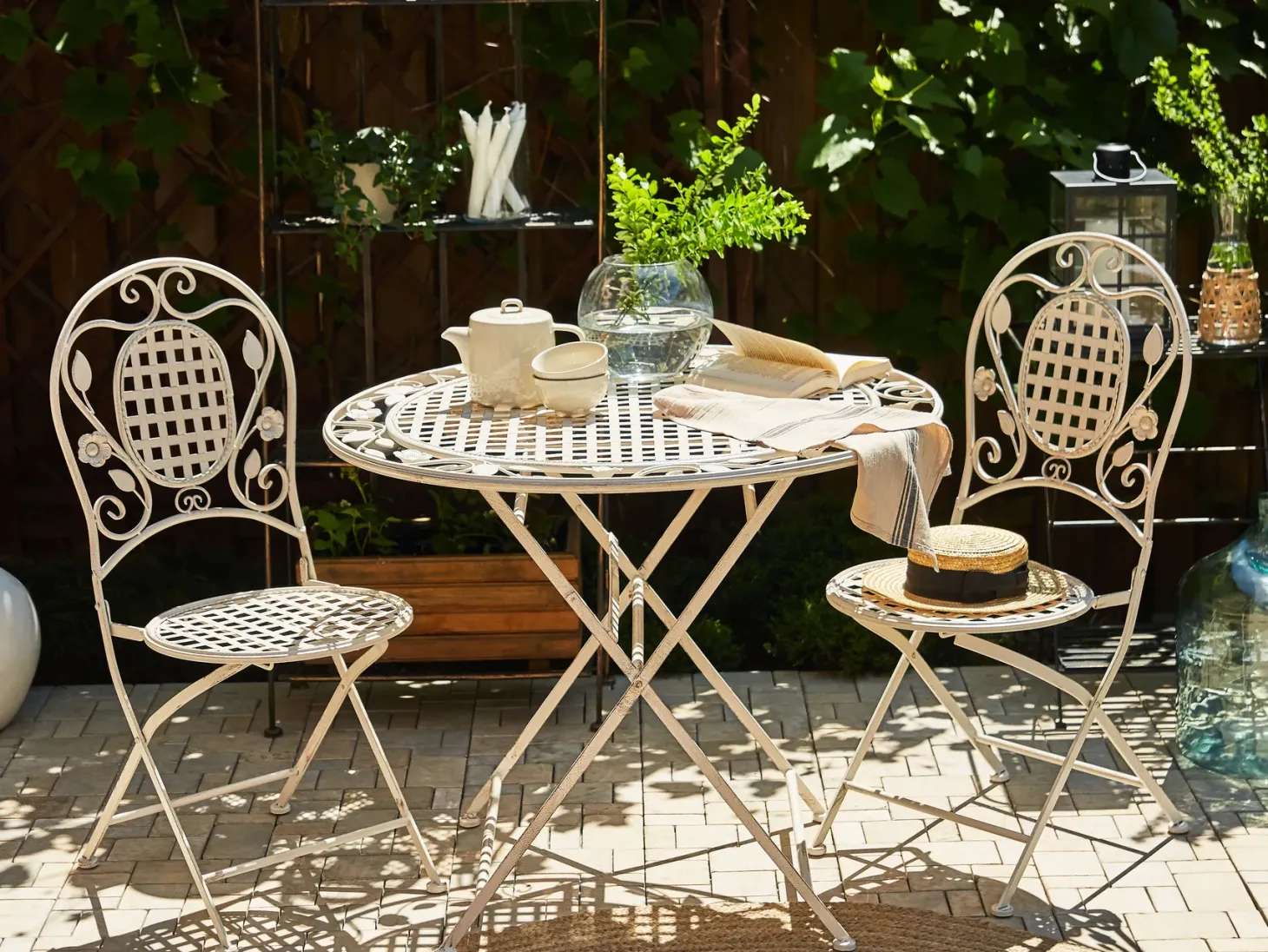 Stolik bistro BIVIO 90 cm 90 cm Metal Złamana biel