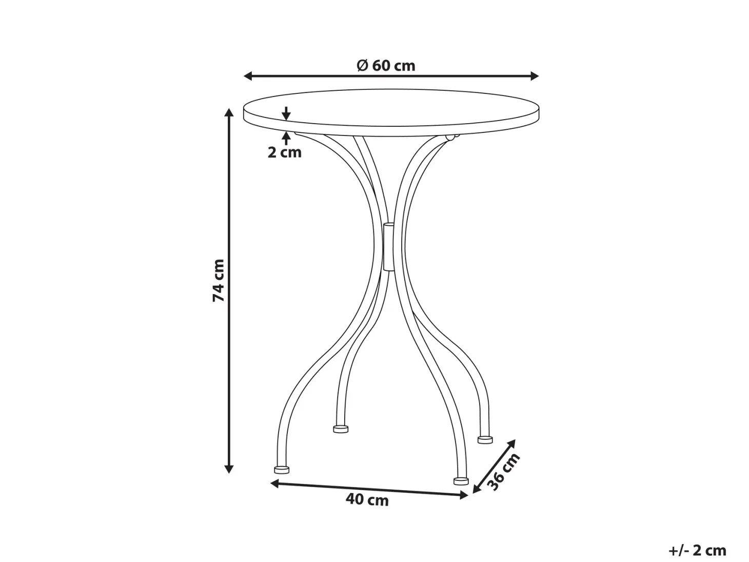 Stolik bistro CARPINO 60 cm 60 cm Czarny