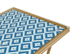Stolik bistro CASPRI 80 cm 80 cm Technorattan Niebieski/ biały
