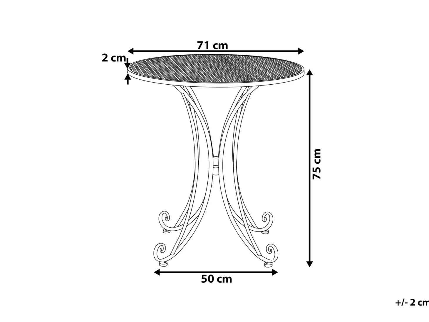 Stolik bistro CILENTO 71 cm 71 cm Metal Szary