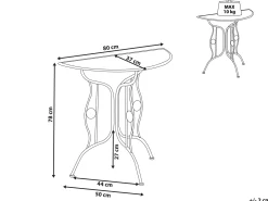 Stolik bistro COGGIA 80 cm 37 cm Metal Jasnobeżowy