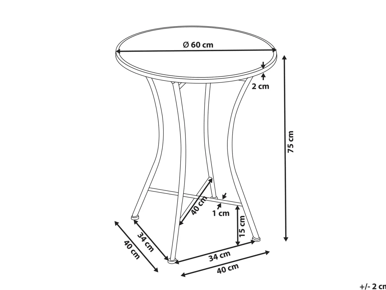 Stolik bistro COLLIO 60 cm 60 cm Metal Czarny