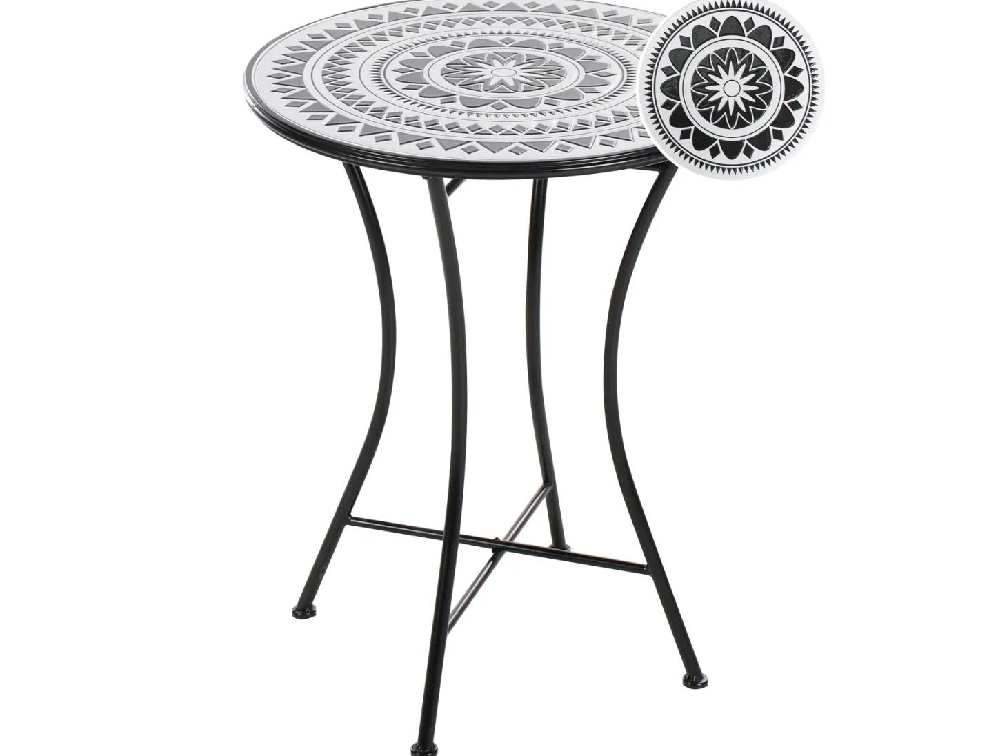 Stolik bistro COMISO 60 cm 60 cm Metal Czarny/ biały