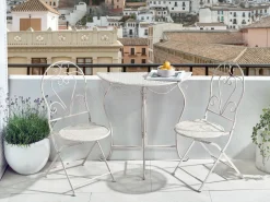 Stolik bistro FOLELLI 80 cm 36 cm Metal Jasnobeżowy