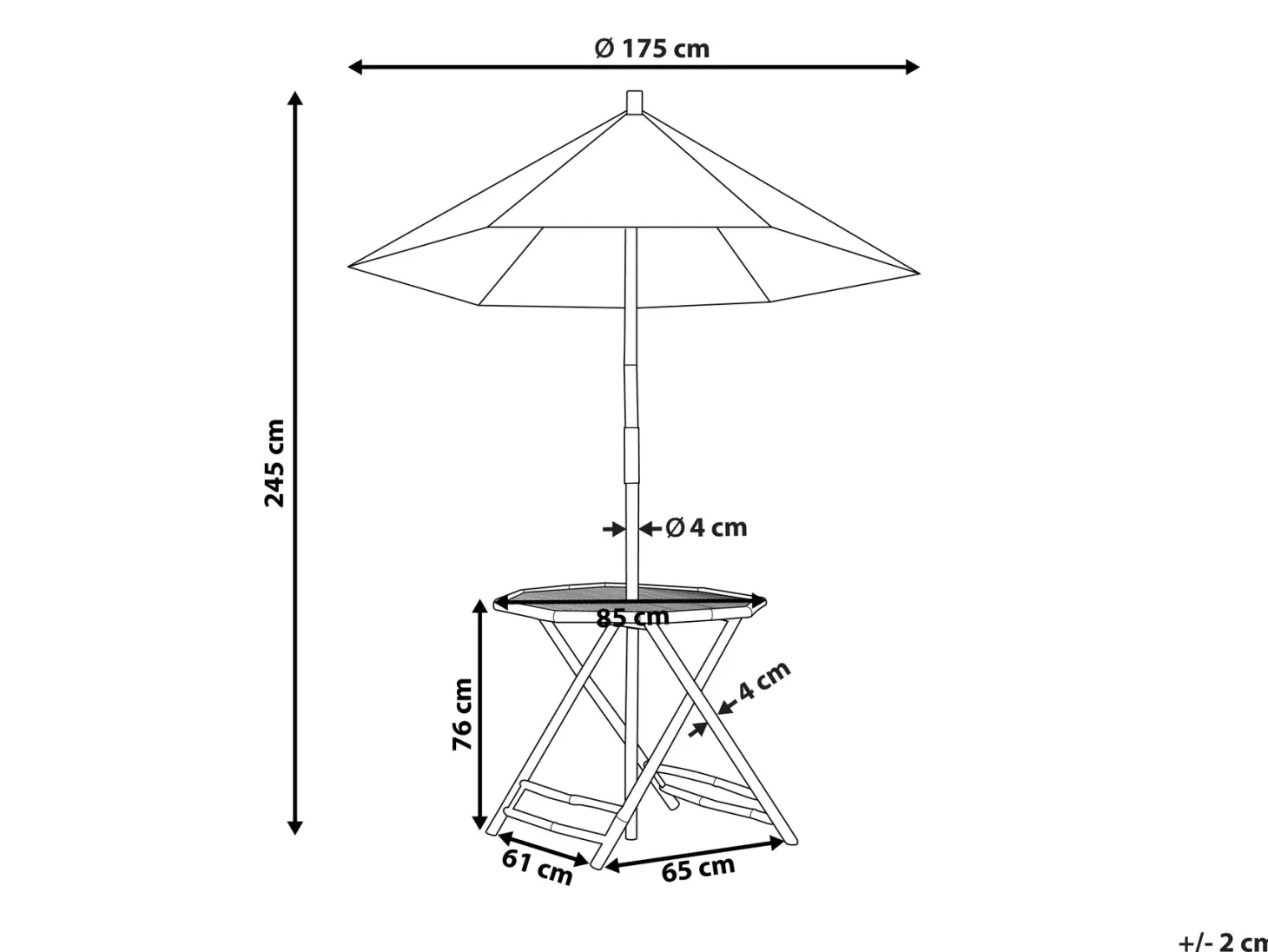 Stolik bistro MOLISE 85 cm 85 cm Bambus Jasnobrązowy