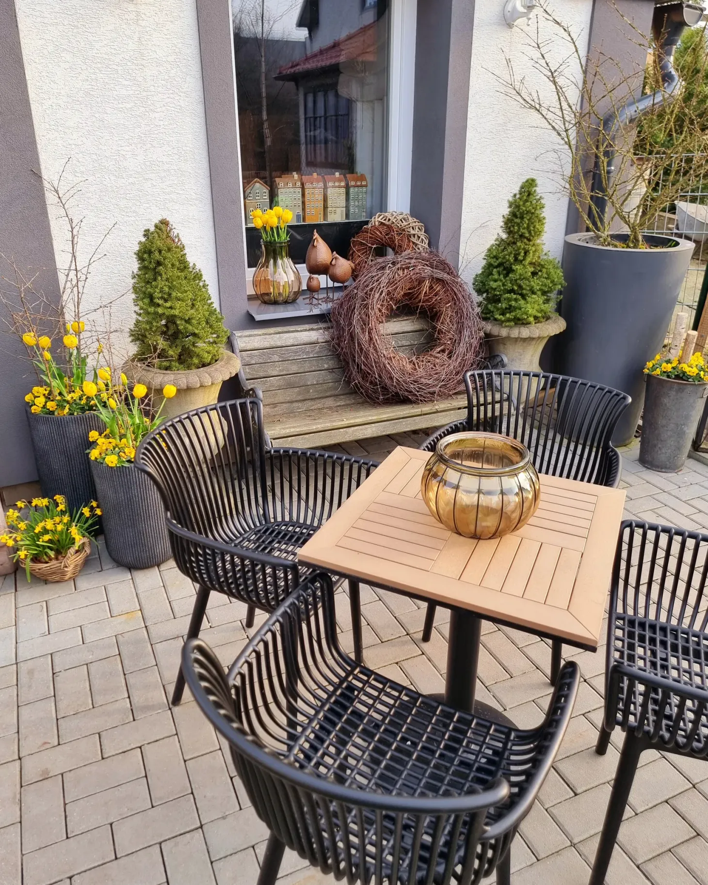 Stolik bistro PALMI 60 cm 60 cm Imitacja drewna Brązowy