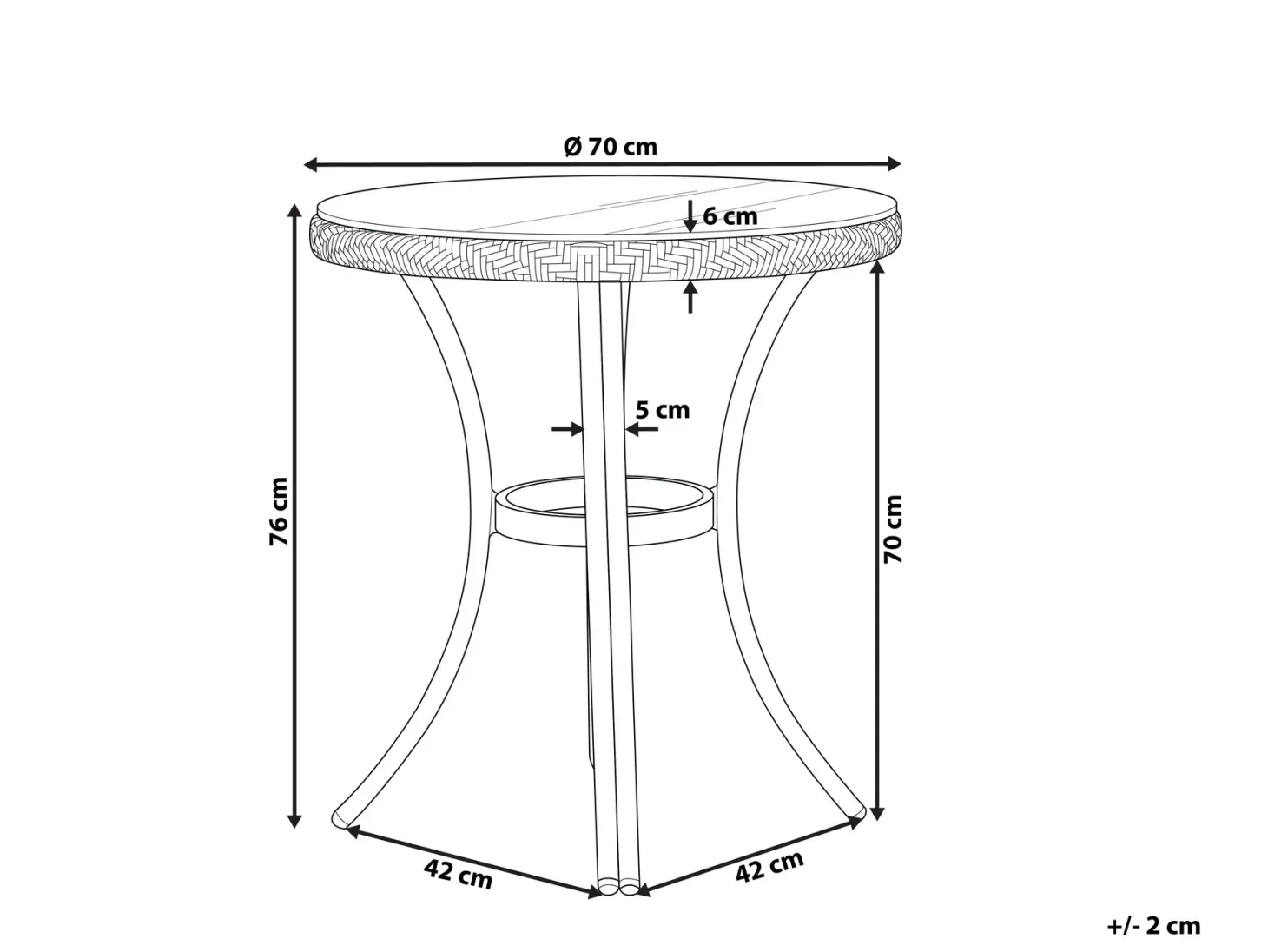 Stolik bistro RIFREDDO 70 cm 70 cm Szkło hartowane Czarny