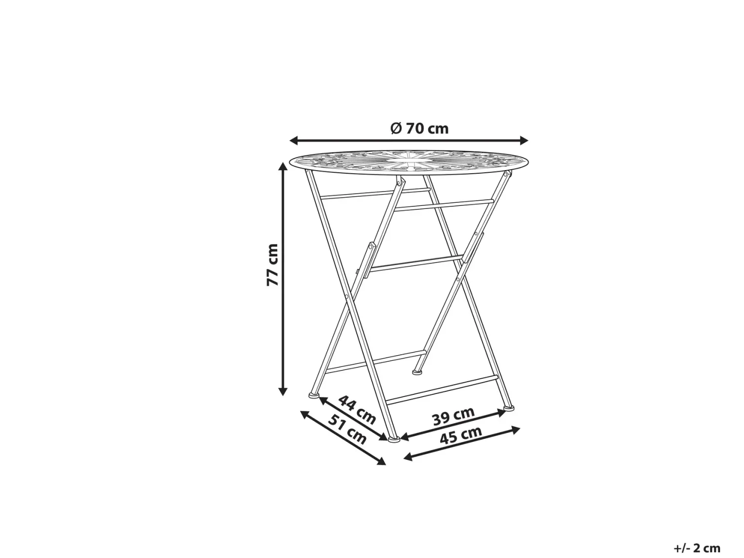 Stolik bistro SCAFA 70 cm 70 cm Metal Biały