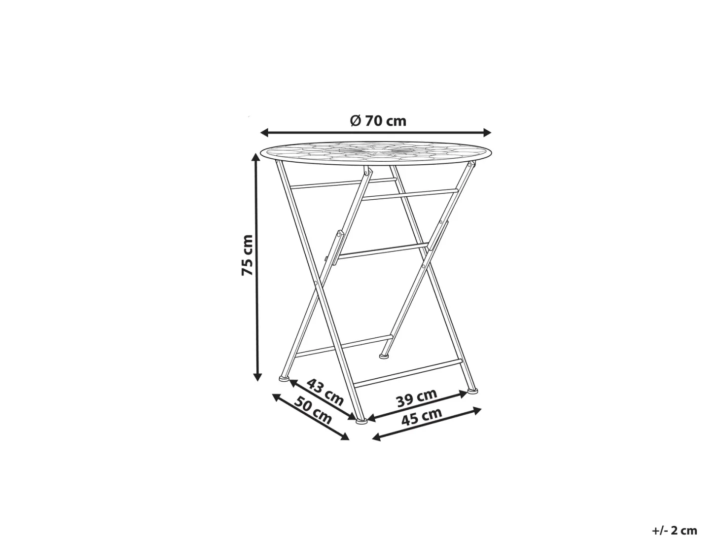 Stolik bistro SCARIO 70 cm 70 cm Metal Czerwony