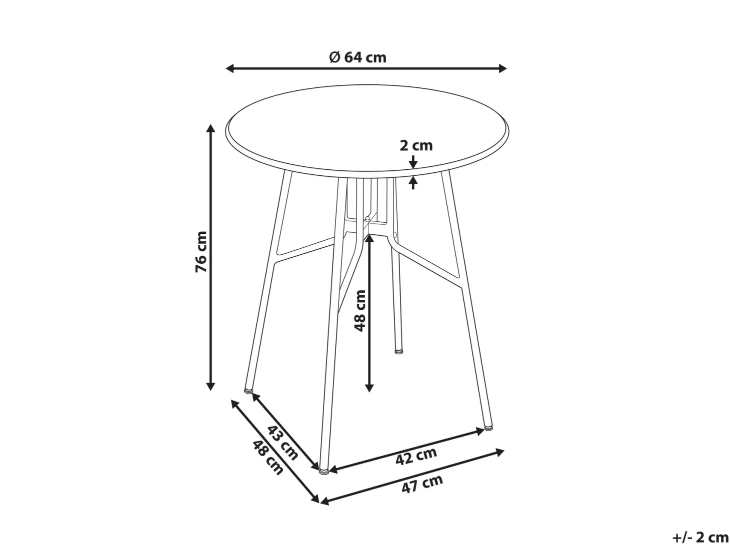 Stolik bistro TALTAL 64 cm 64 cm Metal Szary