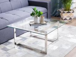 Outlet CRYSTAL Szkło hartowane Srebrny Stoliki Kawowe|Wszystkie Stoły