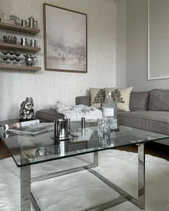 Outlet CRYSTAL Szkło hartowane Srebrny Stoliki Kawowe|Wszystkie Stoły
