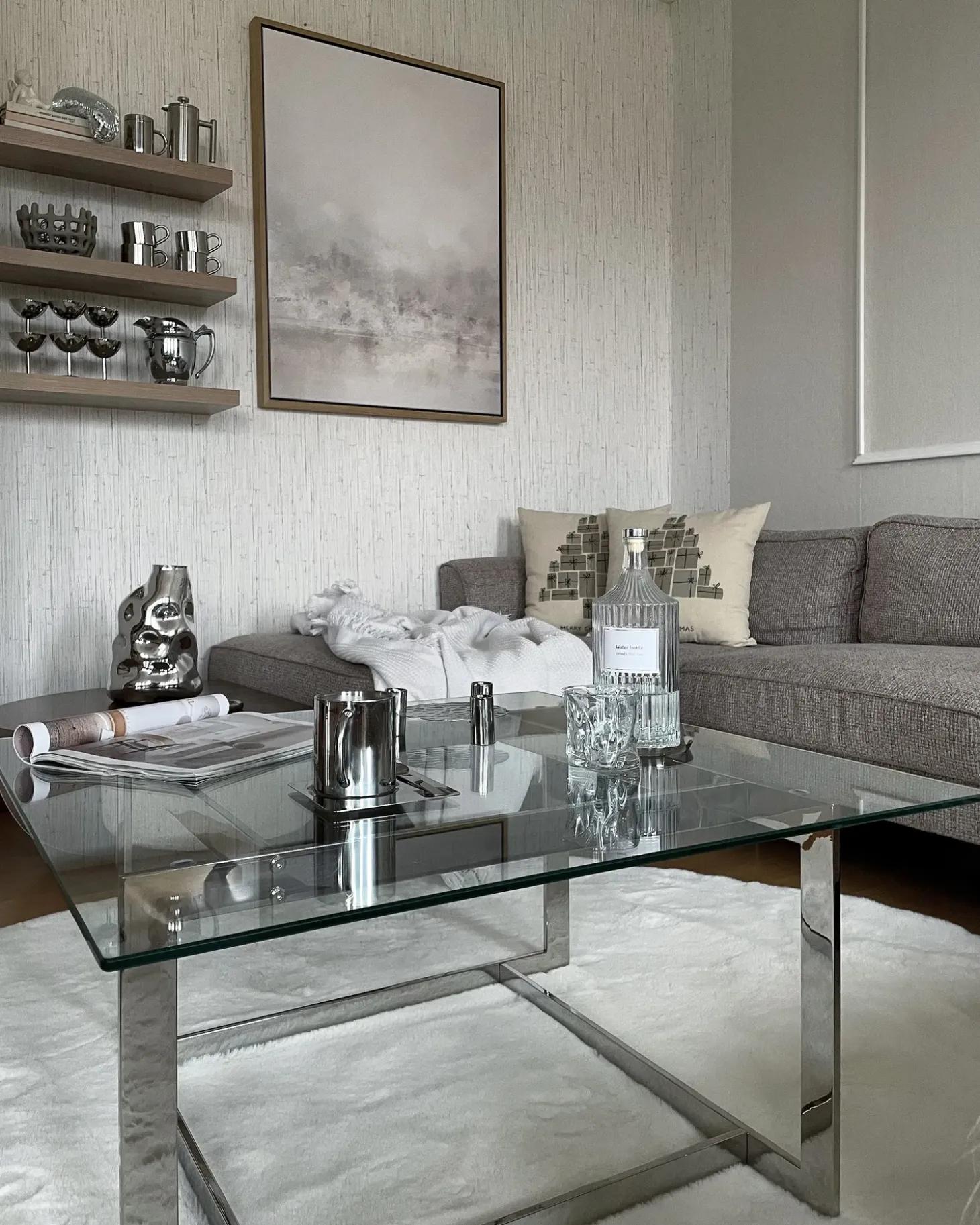 Outlet CRYSTAL Szkło hartowane Srebrny Stoliki Kawowe|Wszystkie Stoły
