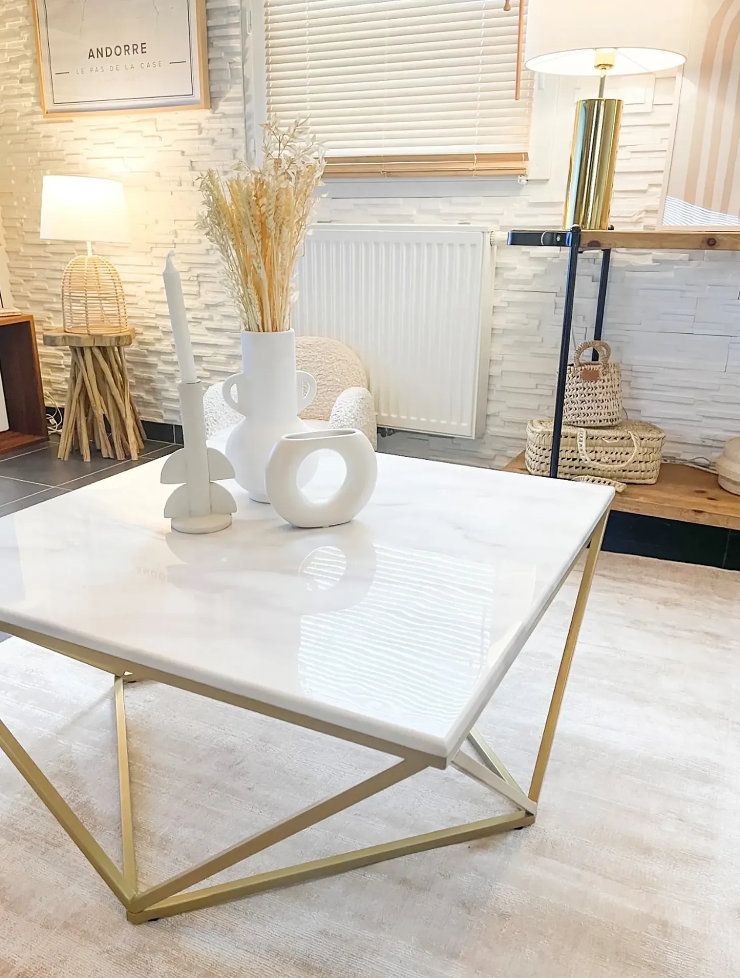 Outlet MALIBU Marmur/ złoty Stoliki Kawowe|Wszystkie Stoły