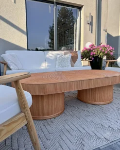 Stolik kawowy ogrodowy AIROLE 150 cm 70 cm Rattan Brązowy