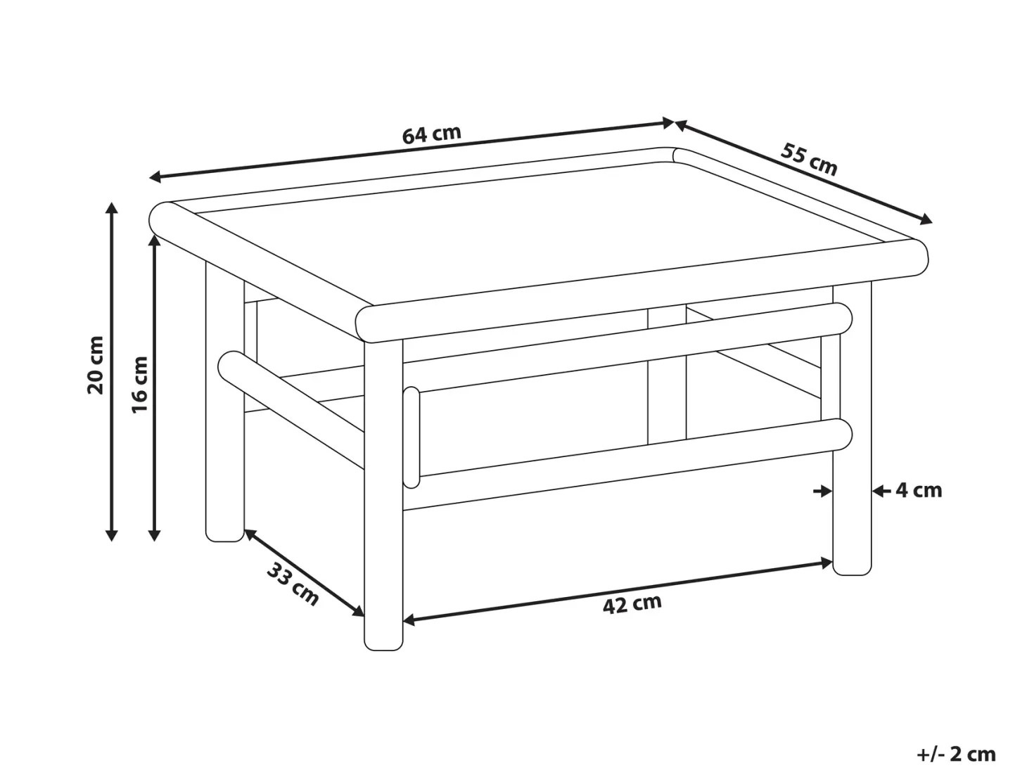 Stolik kawowy ogrodowy CERRETO 55 cm 64 cm Bambus Brązowy