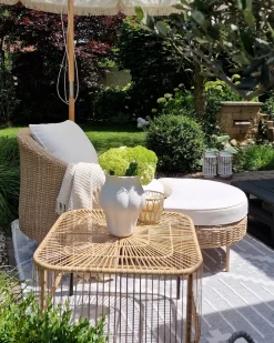 Stolik kawowy ogrodowy CESENATICO 67 cm 67 cm Rattan Naturalny