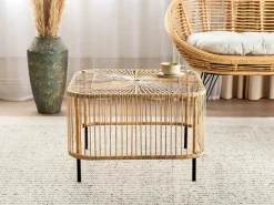 Stolik kawowy ogrodowy CESENATICO 67 cm 67 cm Rattan Naturalny