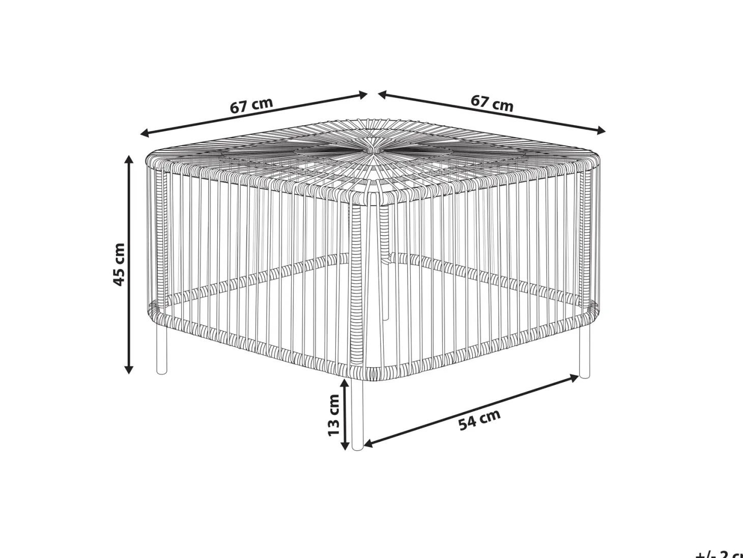Stolik kawowy ogrodowy CESENATICO 67 cm 67 cm Rattan Naturalny