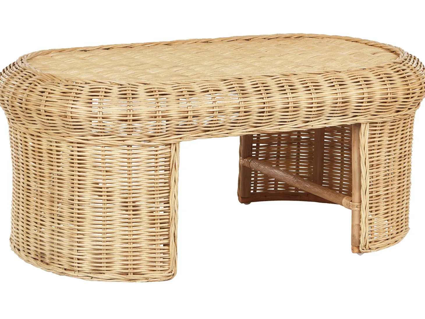 Stolik kawowy ogrodowy LIVADEIA 60 cm 96 cm Rattan Naturalny
