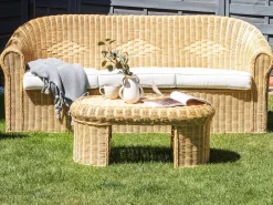 Stolik kawowy ogrodowy LIVADEIA 60 cm 96 cm Rattan Naturalny