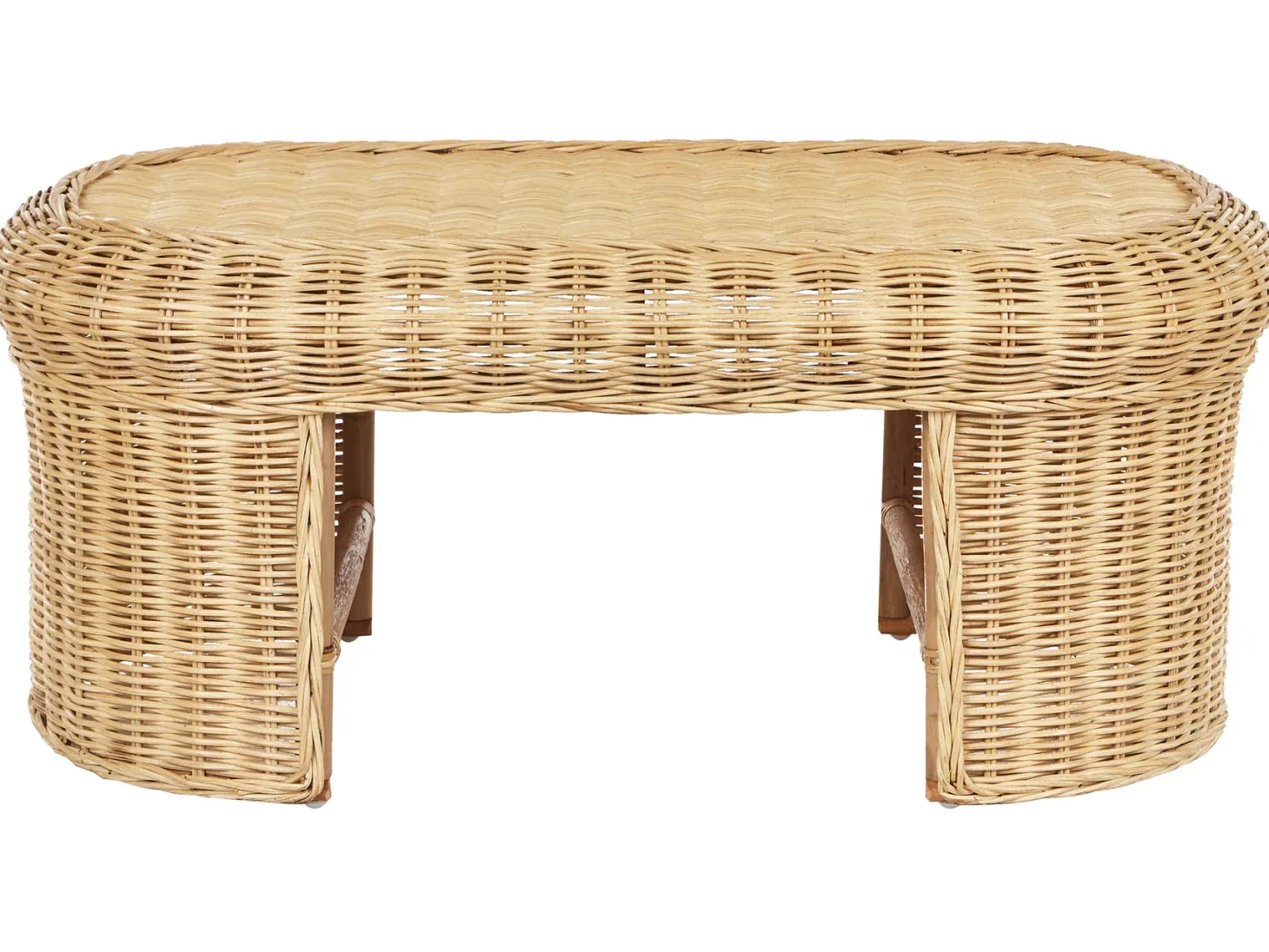 Stolik kawowy ogrodowy LIVADEIA 60 cm 96 cm Rattan Naturalny