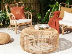 Stolik kawowy ogrodowy RANDAZZO 85 cm 85 cm Rattan Jasnobrązowy