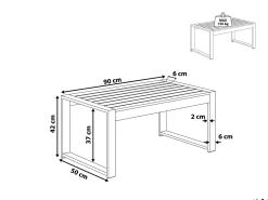 Stolik kawowy ogrodowy SALERNO 90 cm 50 cm Metal Jasnoszary