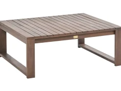 Stolik kawowy ogrodowy TIMOR 90 cm 75 cm Certyfikowane drewno akacjowe Ciemnobrązowy