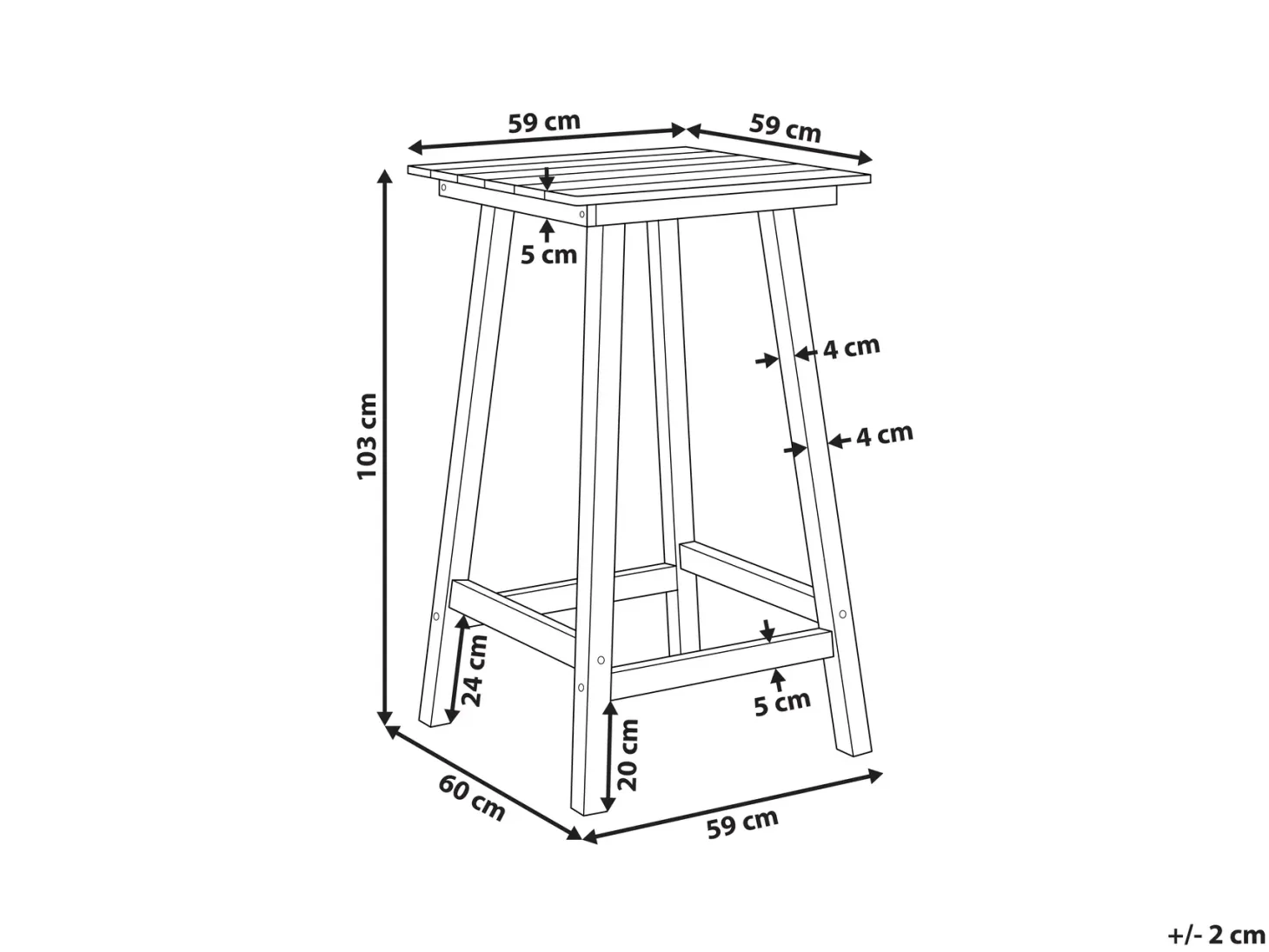 Stolik ogrodowy barowy ADIRONDACK 60 cm 59 cm Materiał syntetyczny Ciemnoszary