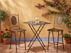 Stolik ogrodowy barowy BORMIO 60 cm 60 cm Metal Czarny