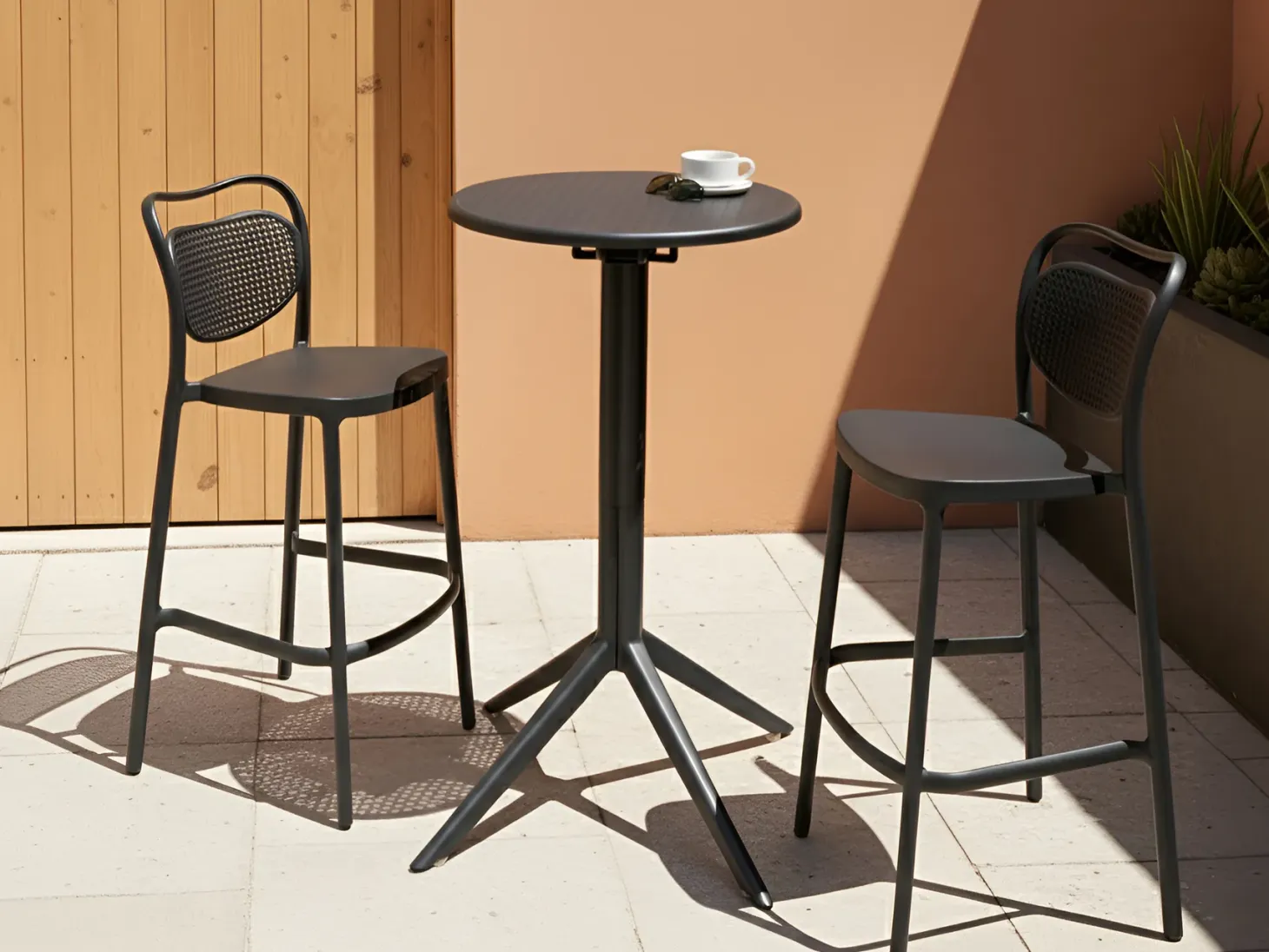 Stolik ogrodowy barowy LEGRENA 60 cm 60 cm Czarny