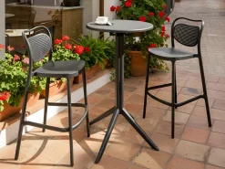 Stolik ogrodowy barowy LEGRENA 60 cm 60 cm Czarny