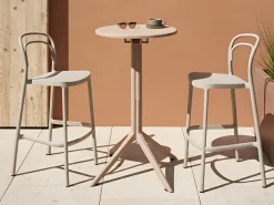 Stolik ogrodowy barowy LEGRENA 60 cm 60 cm Beżowy