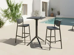 Stolik ogrodowy barowy LEMNOS 60 cm 60 cm Czarny